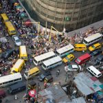 A busy intersection in Lagos traffic